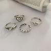 Exquisite S925 Silver Heart Shaped Ring For Women Unique Vintage Geometry Style
