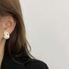 French White Enamel Colored Rhinestone Ear Clip Without Piercing Exquisite Elegant Design for Women Candy Earrings Party Zircon