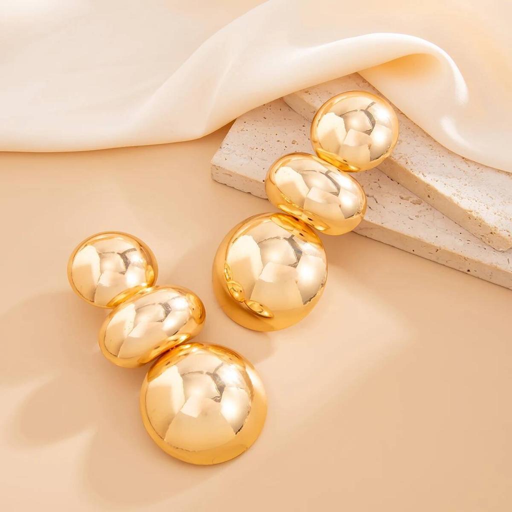 Salircon Fashion Elegant Geometric Round Pendant Earrings Women Vintage Exaggerated Gold Color Drop Earrings Steampunk Jewelry