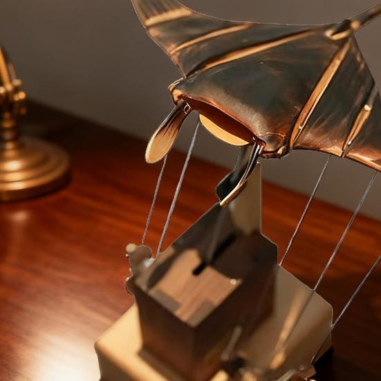 Wooden Electric Manta Ray Ornament Handmade Artisan Bionic Manta Ray Automaton Lifelike Mechanical Ocean Animal Home Office Desk Decoration
