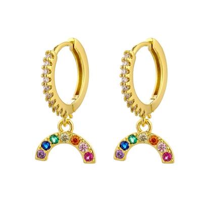 925 Sterling Silver Rainbow Zircon Hoop Earrings for Women Small Delicate Earrings Daily Jewelry Wholesale