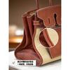 Cross-border first-layer cowhide canvas Shaffy thread oblique needle craft pair bag king platinum 30/35 genuine leather handbag