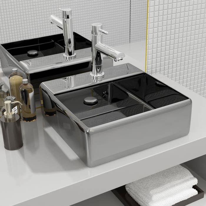 VidaXL Lavabo avec Trop-Plein Lave-Mains Vasque à Poser Vasque à Monter Salle de Bain Intérieur Salle d'Eau Cabine de 143477