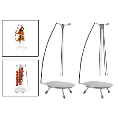 Roaster Rack, Camping Cookware Vertical BBQ Skewer, Barbecue Patio Backyard Meat Chicken Roaster Fork Grilling