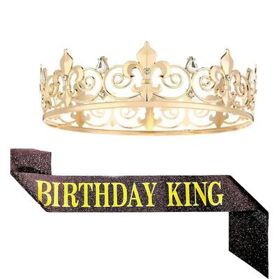 Herren Runder Krone Krone Band Geburtstagsfeier Dekoration Legierung Tiara Zubehör