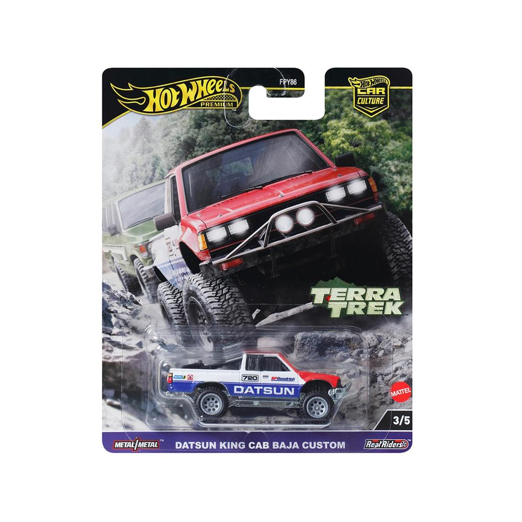 Hot Wheels Car Culture Terratrek Datsun King Cab Baja Niestandardowy Pojazd dla Dzieci od 3 Lat i HRV71 Zabawka, Czerwony, Góra,