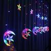 Colorful LED Moon and Star Curtain Lights for Christmas and Festival Room Decoration