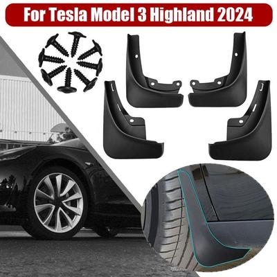 For Tesla Highland 2016-2024 Mud Guard Flaps Car Paint Protector Anti Dirt Splash Car Accessories 2024 New