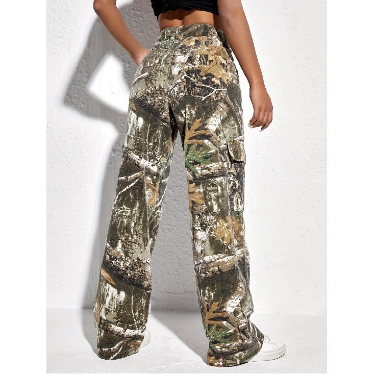 Spring and summer printed fashion workwear casual loose women s straight high-waisted slimming stylish denim pants XS