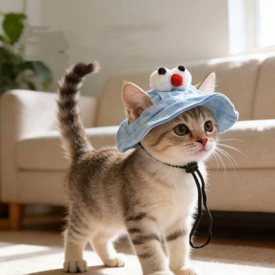 Chapéu de Balde de Gato Ajustável da Moda Respirável com Aba Redonda Boné de Baseball de Gato com Buracos para Orelhas Chapéus de Cachorro Acessórios para Animais de Estimação