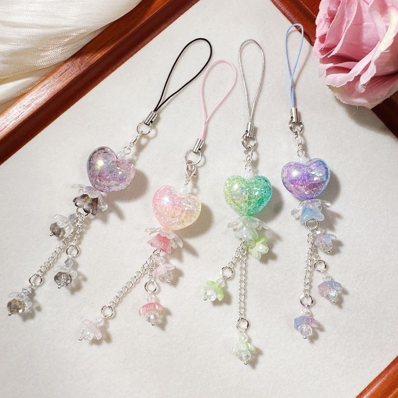 Sweet Delicate Floral Chubby Heart-Shaped Flower Guben Chain Guben Pendant Card Book Bag Pendant Mobile Phone Pendant