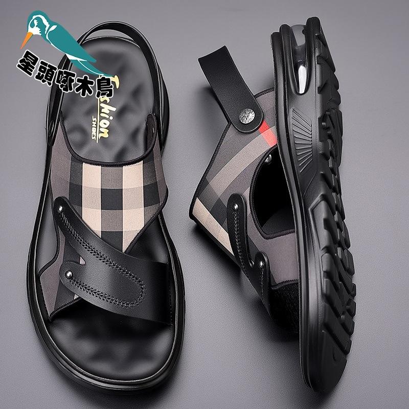 

Men s sandals 2025 new cool slippers genuine leather summer casual sports soft sole outer wear gas sandals 44