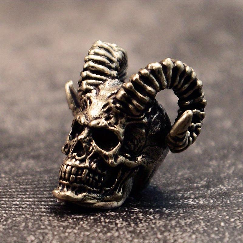 

Голова черепа с козлиными рогами, латунные бусины для ножа, аксессуары для брелка своими руками, плетеный шнурок, подвески, ювелирные изделия, панк-браслеты, шармы cupronickel