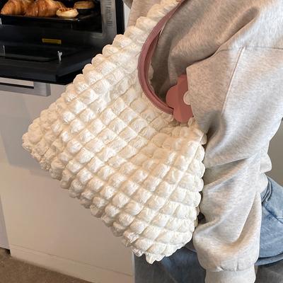 Sac à bandoulière gaufré plissé coréen Nouveau style de sac fourre-tout à jauge à bulles Sac de shopping tendance grande capacité