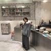 Women's 2025 Gray Wool Coat with Large Fur Collar: Autumn/Winter Plus Velvet Zip Cardigan