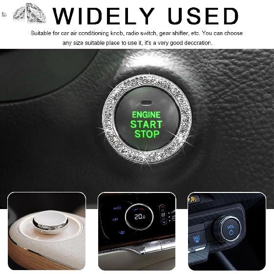 Car Bling Crystal Rhinestone Engine Start Ring Decals, Sparkling Diamond Car Push Start Button Ignition Ring Sticker, Auto Key Ignition Knob Ring