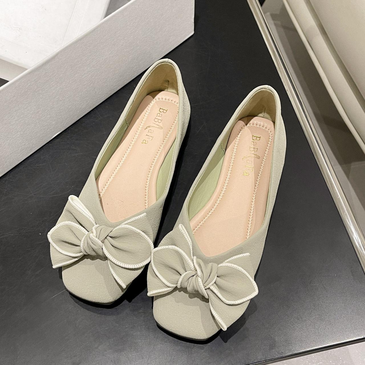 Женская обувь Зеленые женские туфли Slip On с бантом Роскошная обувь Осень 2024 Новое — фото 10