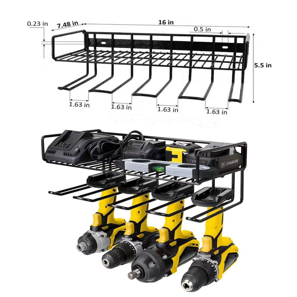 Hand Power Tool Organizer Rack Wall Mounted Floating Tool Shelf Electric Drill Holders Heavy Duty for Workshop Garage