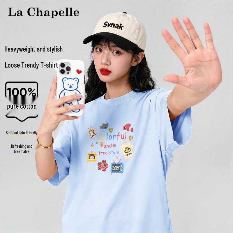 

La Chapelle Women s Loose-Fit Cotton T-Shirt with Graffiti Print 2XL