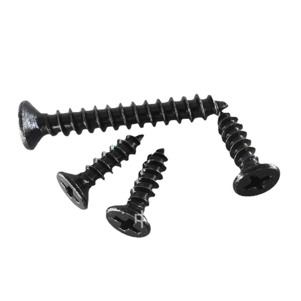 Black Zinc Plated 304 Stainless Steel Countersunk Self-Tapping Screws, Flat Head, Phillips, Sizes M2-M6