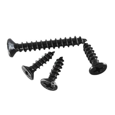 Black Zinc Plated 304 Stainless Steel Countersunk Self-Tapping Screws, Flat Head, Phillips, Sizes M2-M6