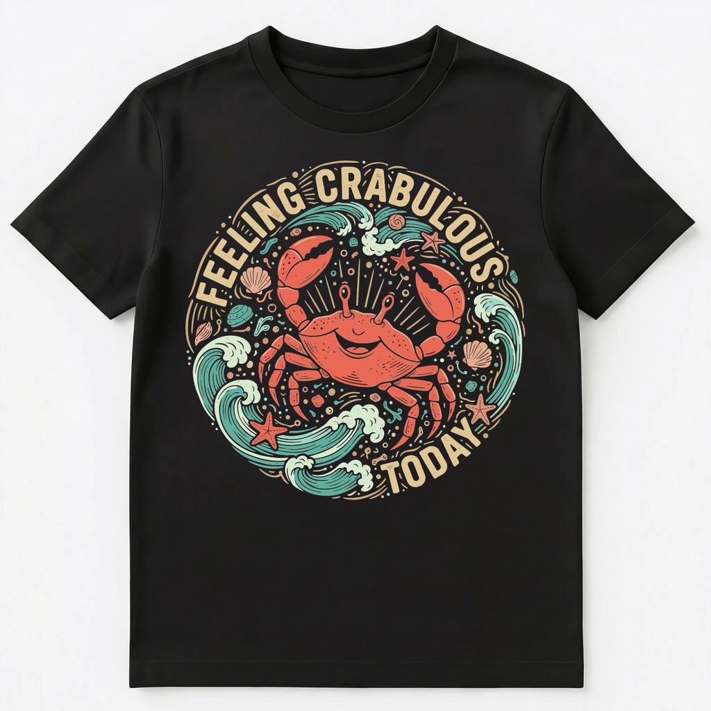 Feeling Crabulous Positive Ocean Art Design Unisex T-shirt Tops Tees Unisex
