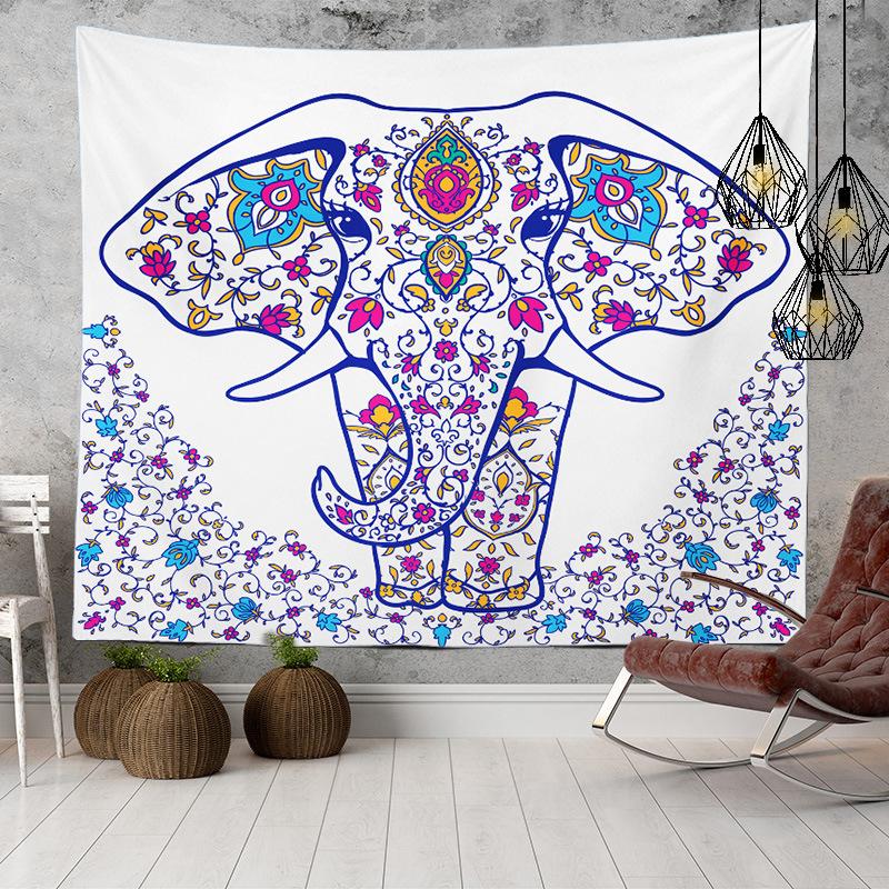 Home Decor Indian Ethnic Tapestry Hanging Elephant Digital Printing Tapestry Living Room Background Cloth Beach Towel