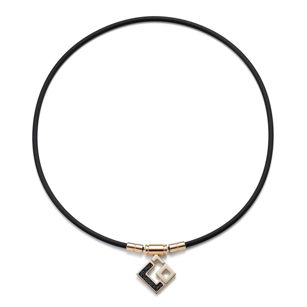 Colantotte TAO Necklace Slim AURA Mini L 47cm Black Glitter with Face Gift Wrapping and Message Card Towel, Bag,