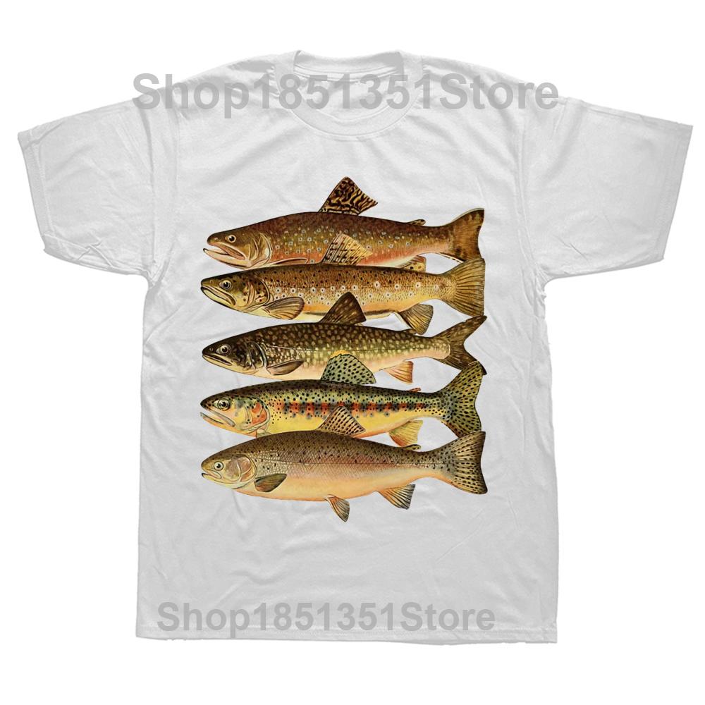 Unisex Funny Types of Trout Fish Fly Fishing T Shirt Summer Graphic Cotton Streetwear Short Sleeve Birthday Gifts T-shirt Unisexs Clothing