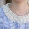 ITISF4 Women's French Lace-Trim Gingham Blouse