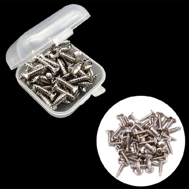 50Pcs 3mm Guitar Protective Plate Screws Scratch Plate Mounting Screws Electric Guitar Bass Pickguard Screws with Box