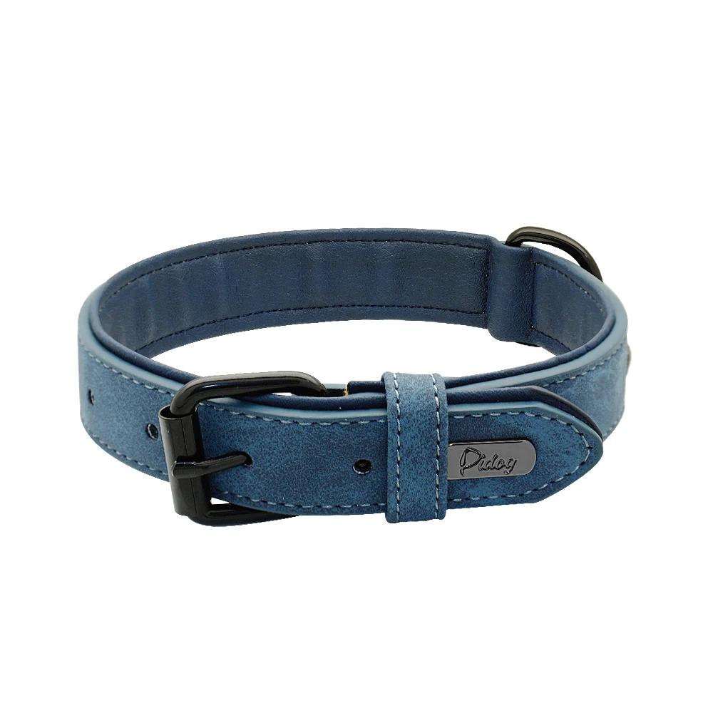 

Soft Padded Leather Dog Collar Adjustable Microfiber Pet Collars for Small Medium Large Dogs Pitbull Bulldog S синий