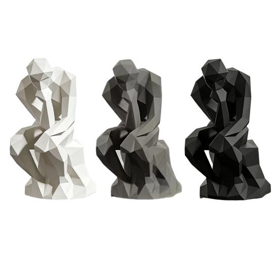 Thinker Ornaments 3D Printed Nordic Style Statue Compact Modern Art Figurine Sharp Edges Desktop Bookshelf Sculpture