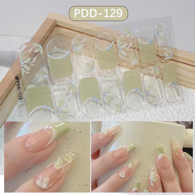 60 stylů DIY polovytvrzené samolepky na gelové nehty s dlouhou životností, jednobarevné čerstvé květiny na jaře Pásky na nehty Náplast Posuvník s plným krytem