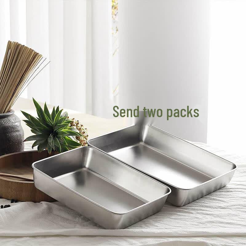 Stainless Steel Rectangular Serving Tray Set
