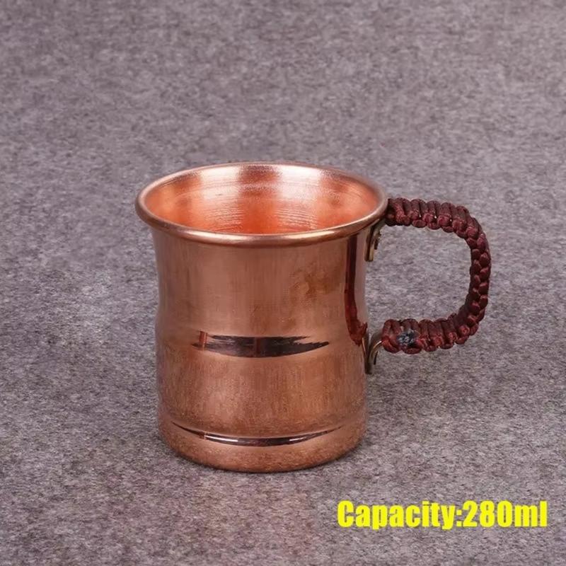 Braided Handle Copper Mug for Beer Milk and Juices with Comfortable Grip Drinking Cup Kitchen Essential