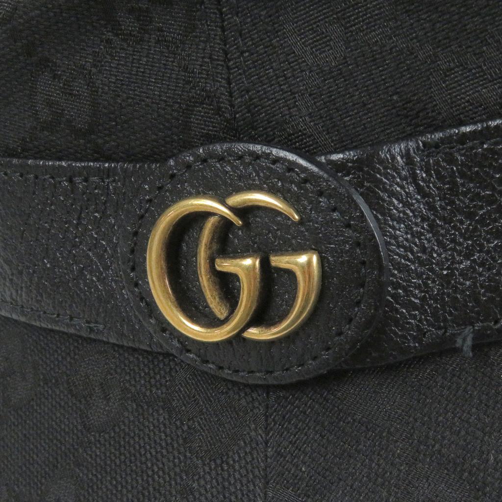 Great GUCCI Hat GG Canvas GG Marmont Bucket Black Polyester Mens 576587 Used