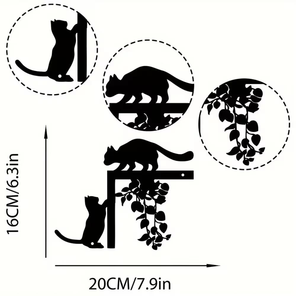 Charming 1pc Cats Metal Decor - Nature Embodied Metal Wall Ornament. Appealing Home and Office Geometric Metal Decoration