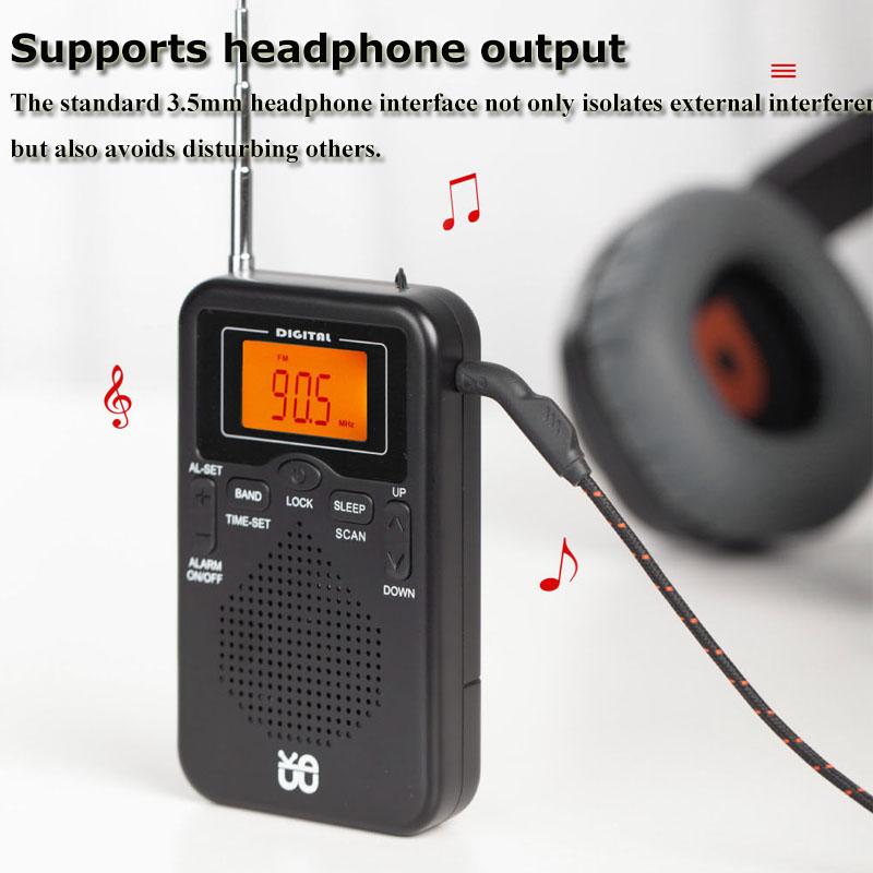 Mini AM FM Radio Portable Stereo Pocket Radios Speaker with LCD Display Support Time Alarm Best Reception Walkman Radio Player