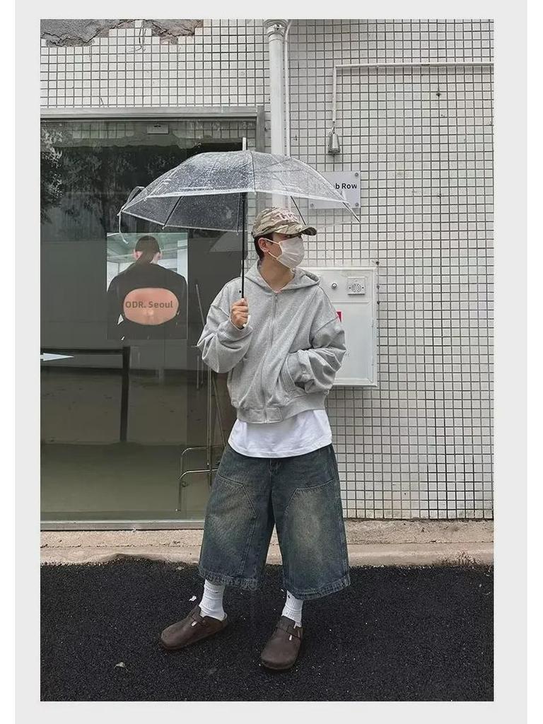 Herren 2024 Sommer Vintage Washed Distressed Denim Cropped Shorts