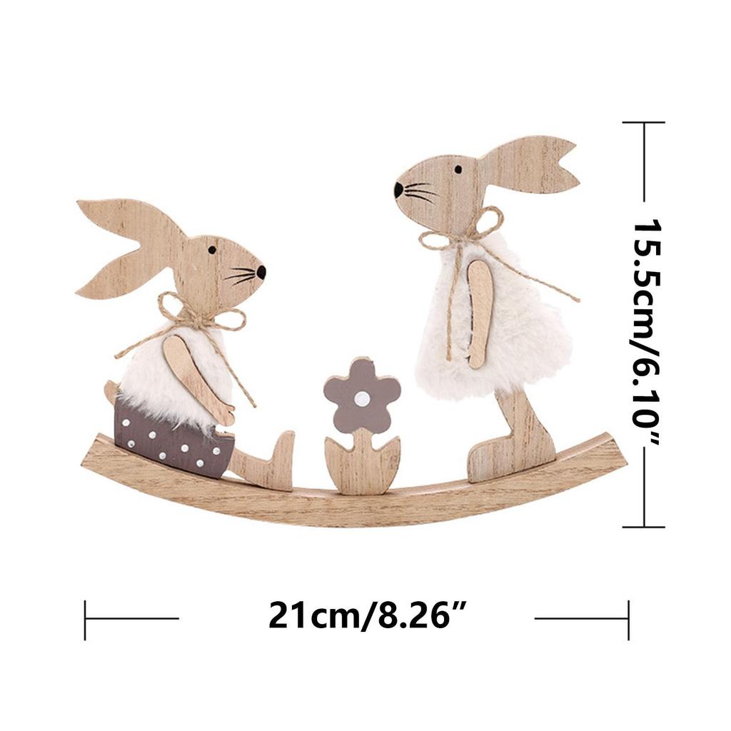Easter Party Wooden Seesaw Rabbit Ornament Creative Easter Household Decor Painted Graffiti Handicrafts Happy Easter Party Decor