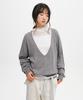 GENERALIDEA [Suyeon Pick] Deep V-Neck Loose Fit Knit Pullover [Melange Grey] / Gf3Lkp506