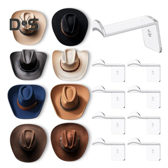 4/8Pcs Hat Hooks Cowboy Hat Racks Easy Installation Strong Adhesive Wall Mount Cap Holder Baseball Cap Organizers