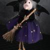 Halloween Witch Decoration Soft Cloth Gauze Skirt Mini Broom Witch Stuffed Doll Hanging Ornament Festival Witch Figurine Pendant Halloween Decoration