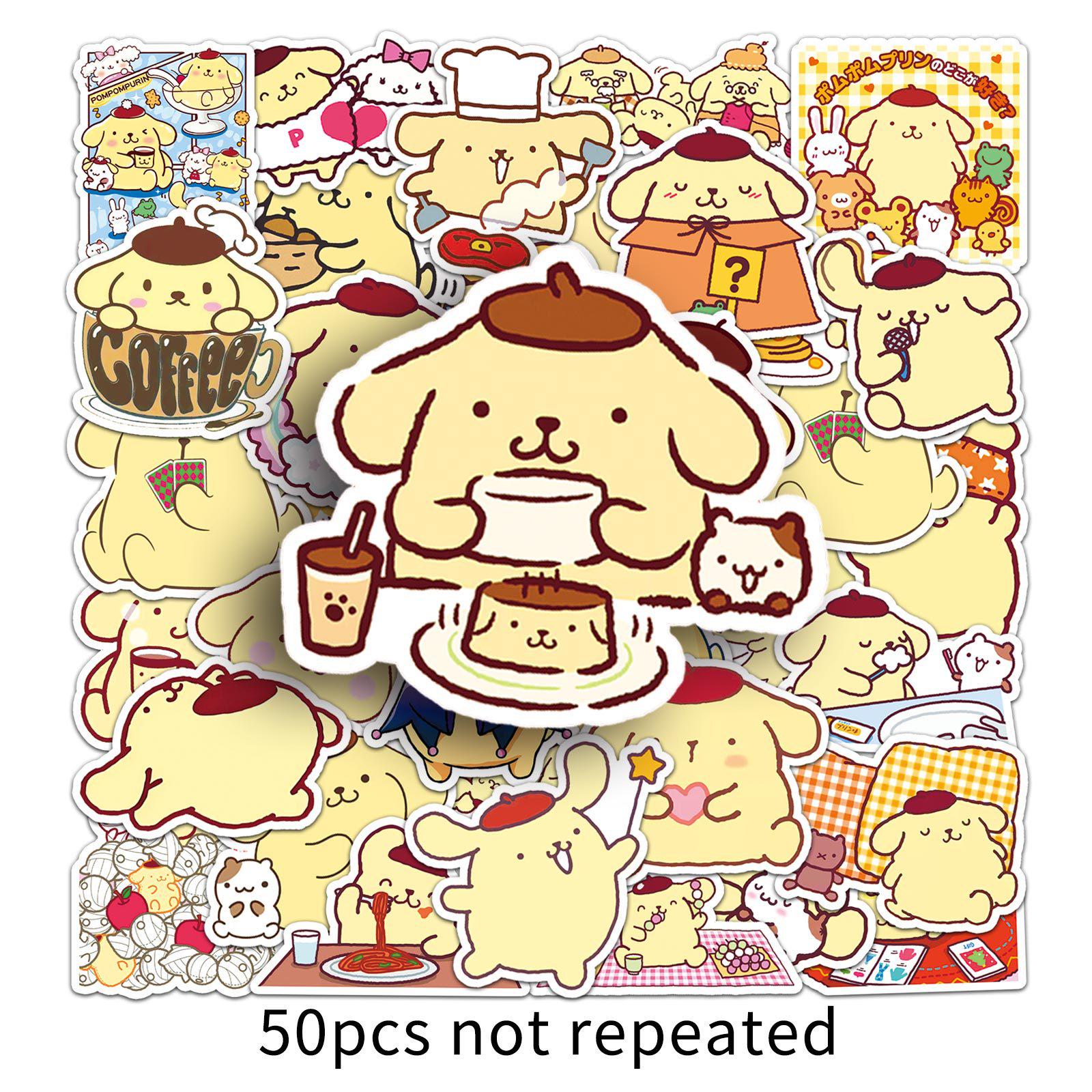 50 Pompompurin Sanrio Cartoon Stickers – Cute DIY for Water Bottles & Luggage