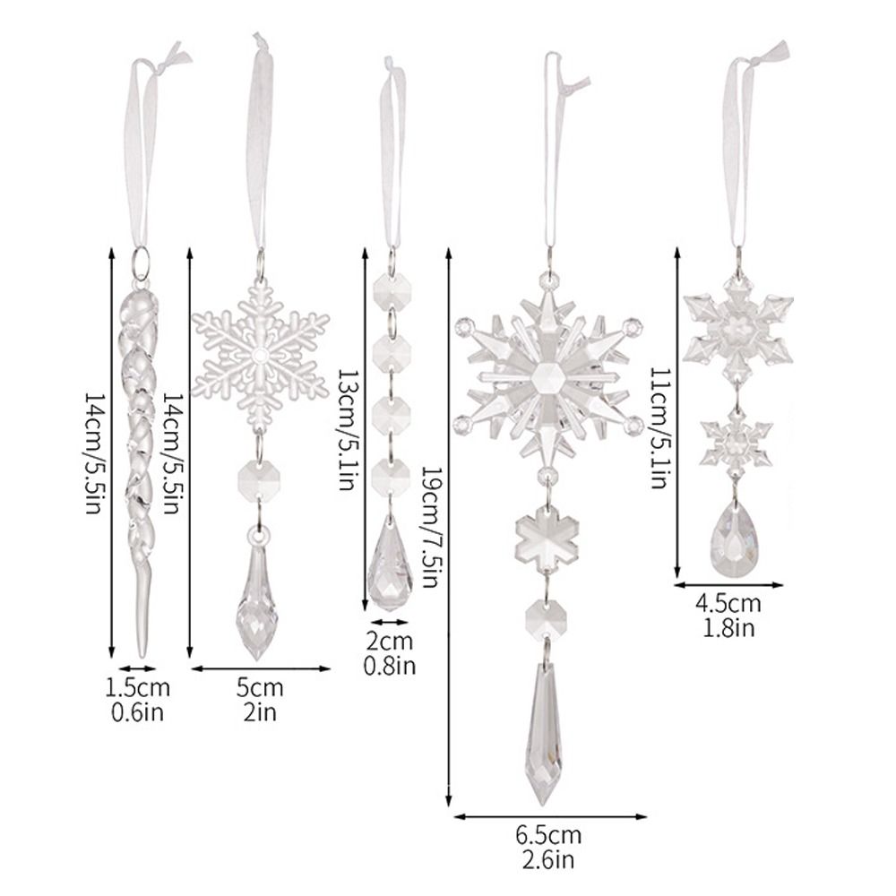 5pcs Acrylic Christmas Snowflake Icicle Pendants Merry Christmas Decoration