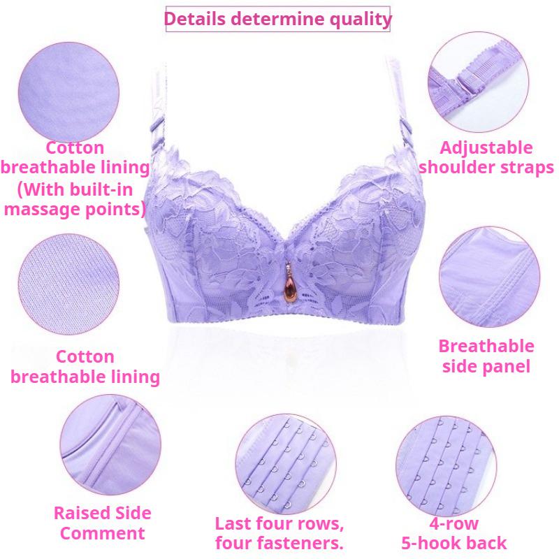 Sexy Lace Breathable Gathered Adjustable Women's Underwear Thin Style Side Breasts Plus Size Bra