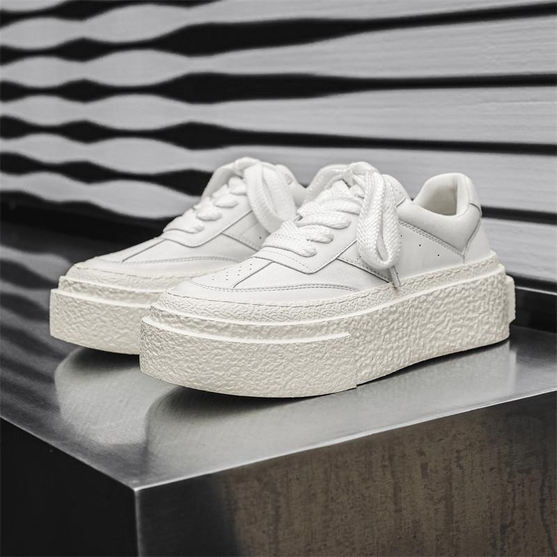 

Men Thick Soled White Soled Shoes with Increased Breathability Extremely Simple Style Outdoor Casual Bread Board Shoes 39 белый