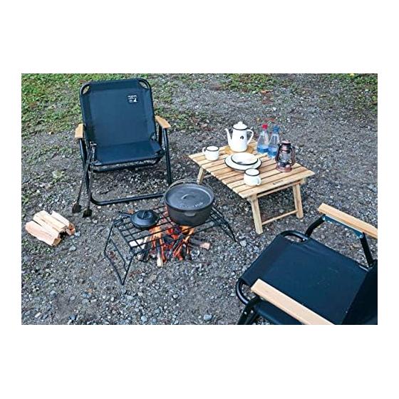 CAPTAIN STAG Camping Barbecue 2way Bonfire Trivet Wide Net [Compatible with Bonfire Stand, Stove, and Grill] Removable Legs Black UG-3260