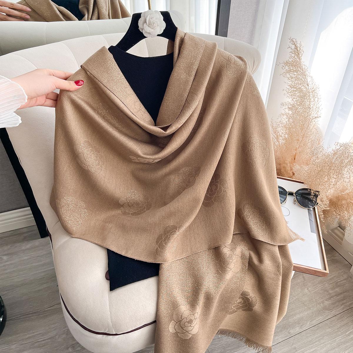 

Ladies Muslim Hijab Golden Thread Long Scarf Spring And Autumn Sun Protection Scarf Camellia Shawl Foulard Wrap Headscarf